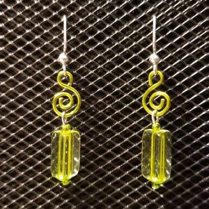 3/$20 | Light green swirl and glass earrings